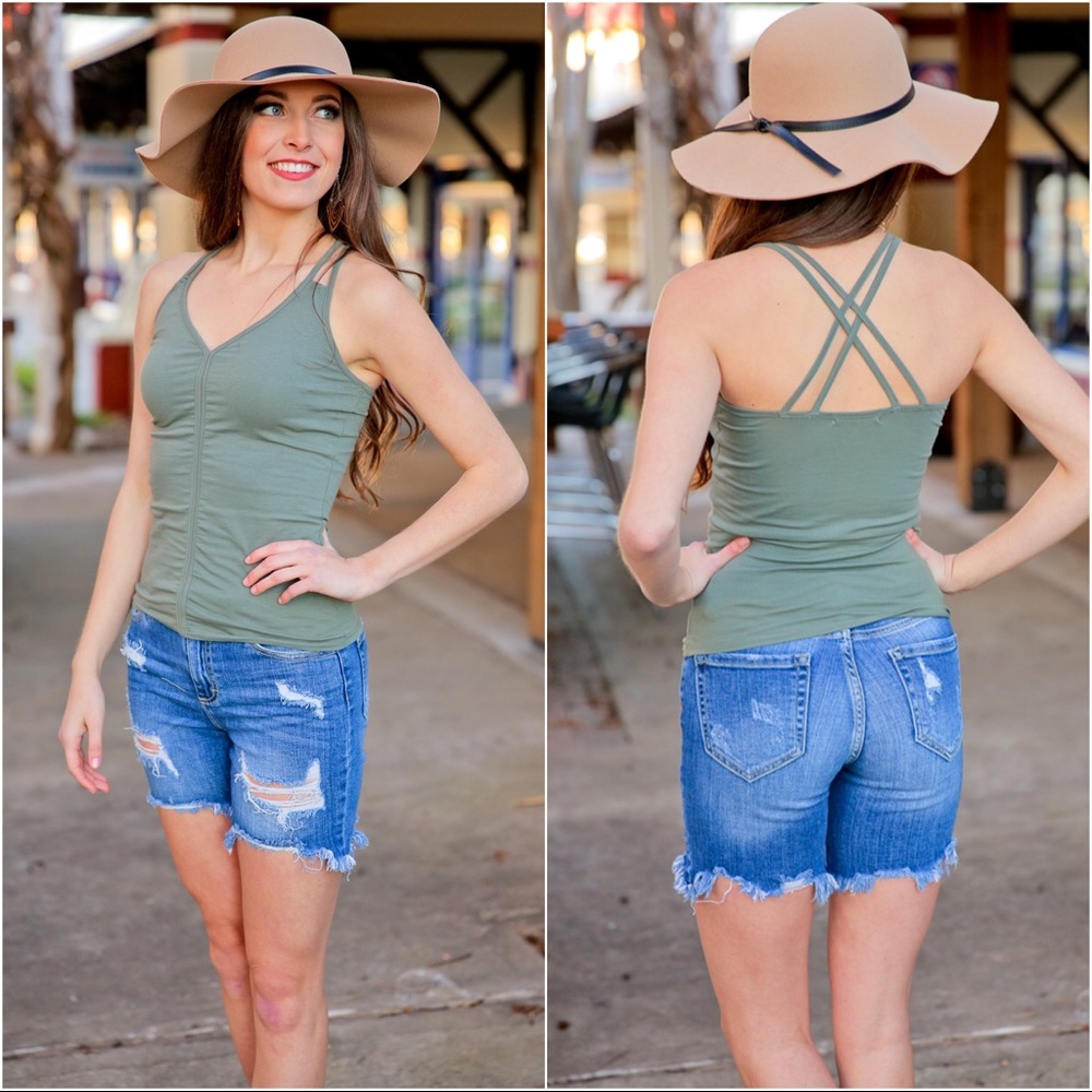 ✨LAST ONE ✨The Basic Cami V-Neck Top-Olive - Picture 1 of 2